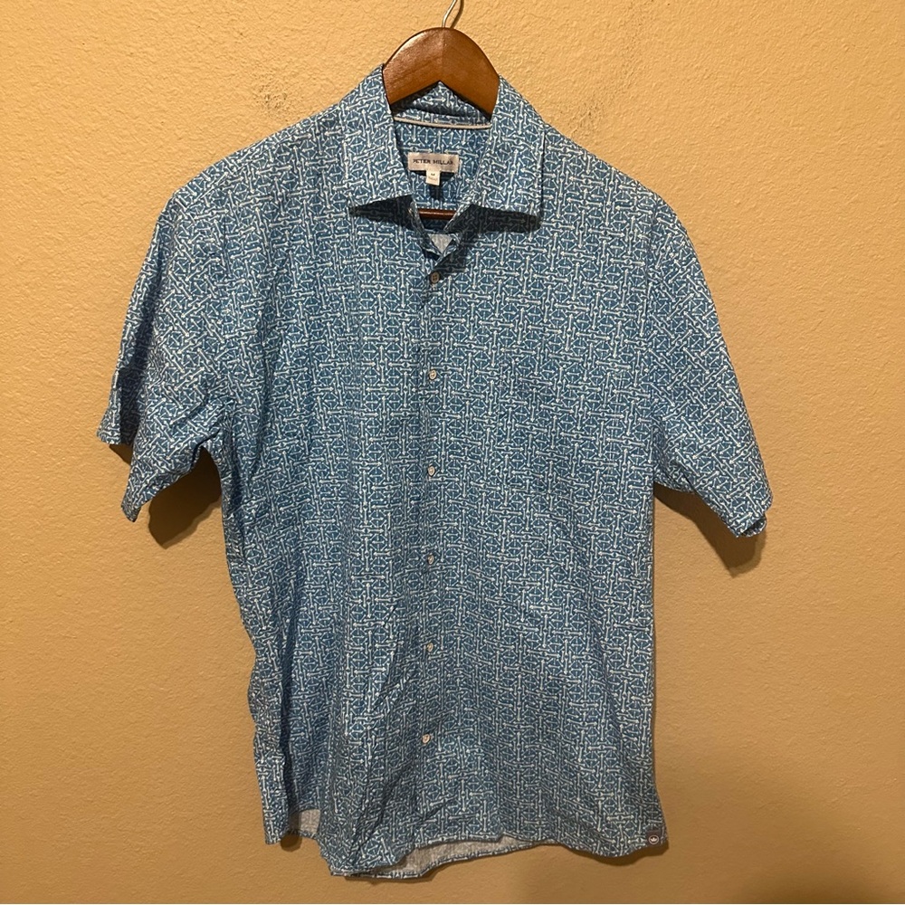 Peter Millar Men’s Bonefish Patterned Short Sleeve Button Up Shirt